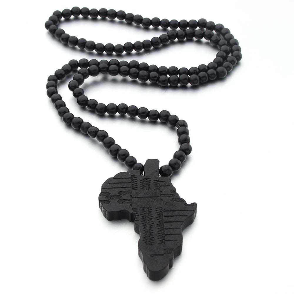 Africa Map Wooden Pendant Ornaments Necklace