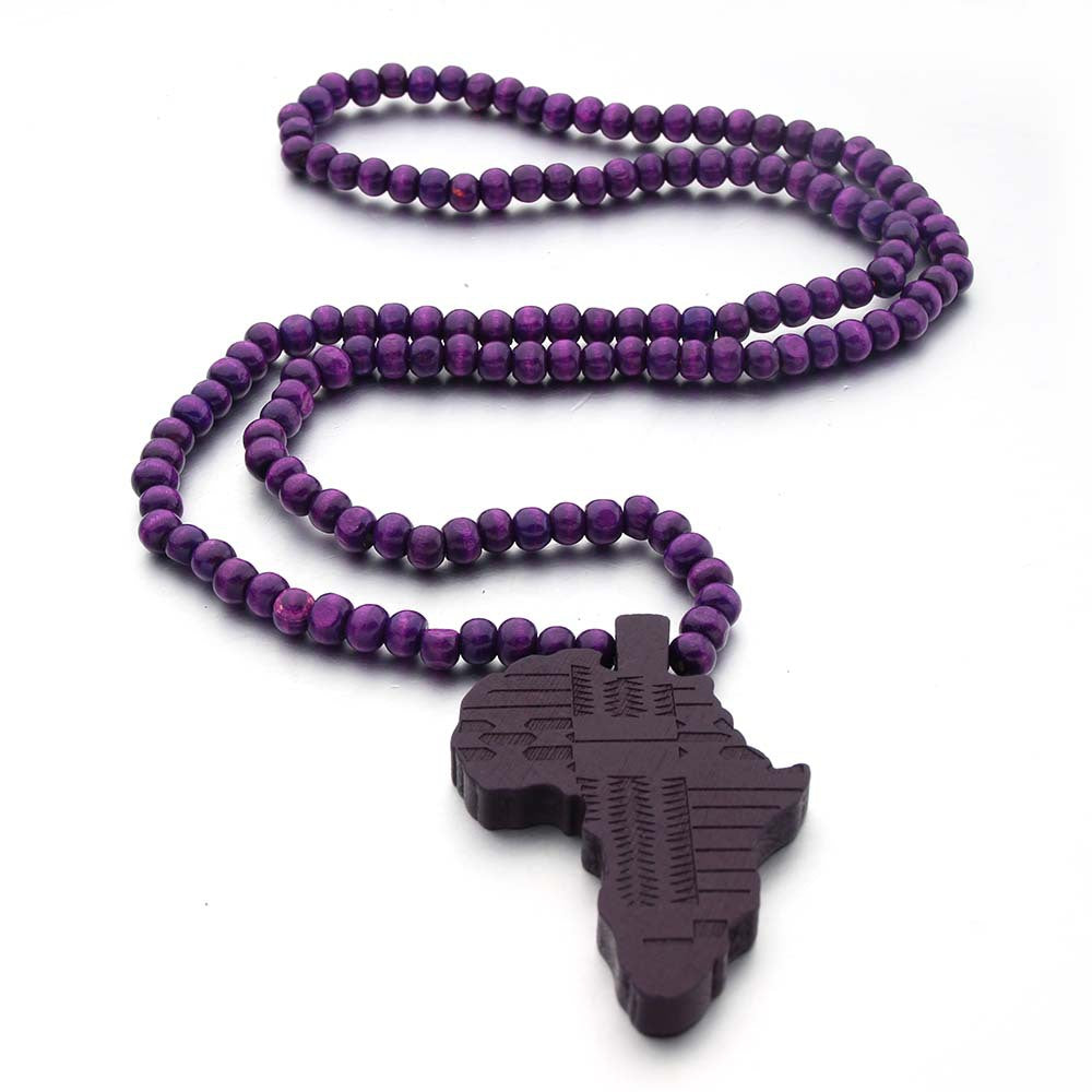 Africa Map Wooden Pendant Ornaments Necklace