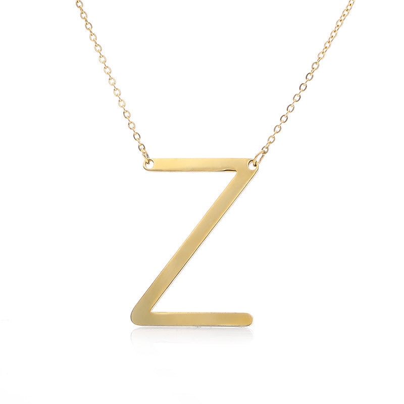 Gold, Rose Gold, And Silver  Plated Stainless Steel Initial Letter Pendant Necklace