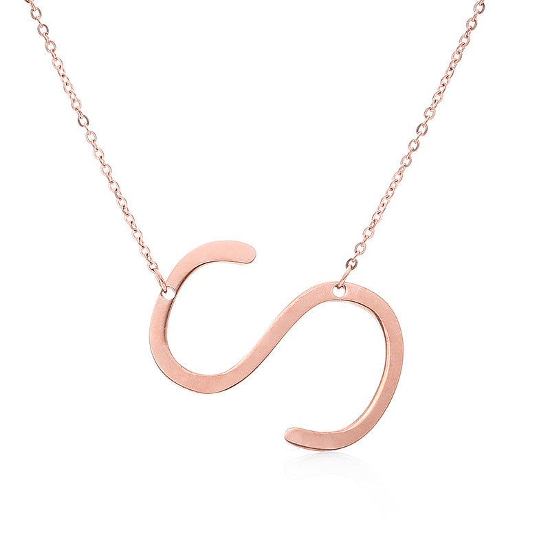 Gold, Rose Gold, And Silver  Plated Stainless Steel Initial Letter Pendant Necklace