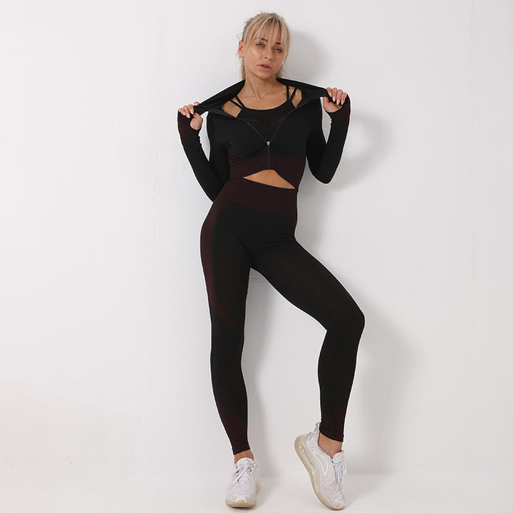 3PCS Women's Seamless Yoga Gym Clothing Set