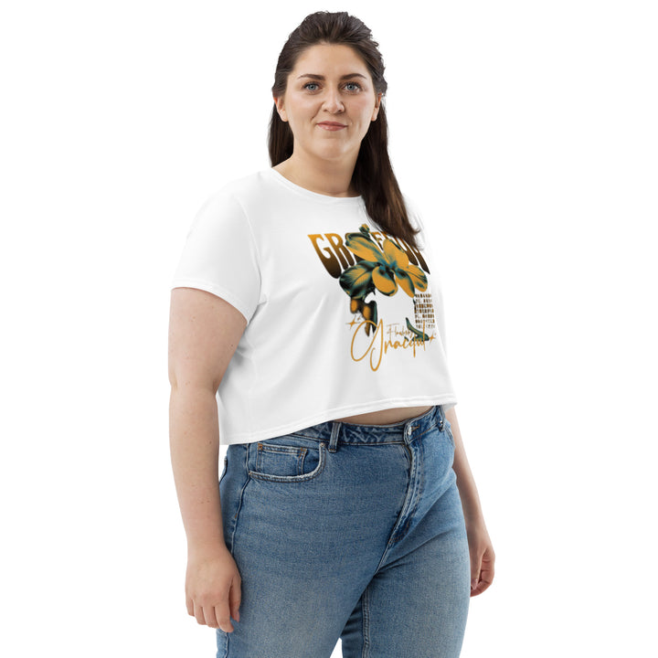 Flawlessy Graceful All-Over Print Crop Tee
