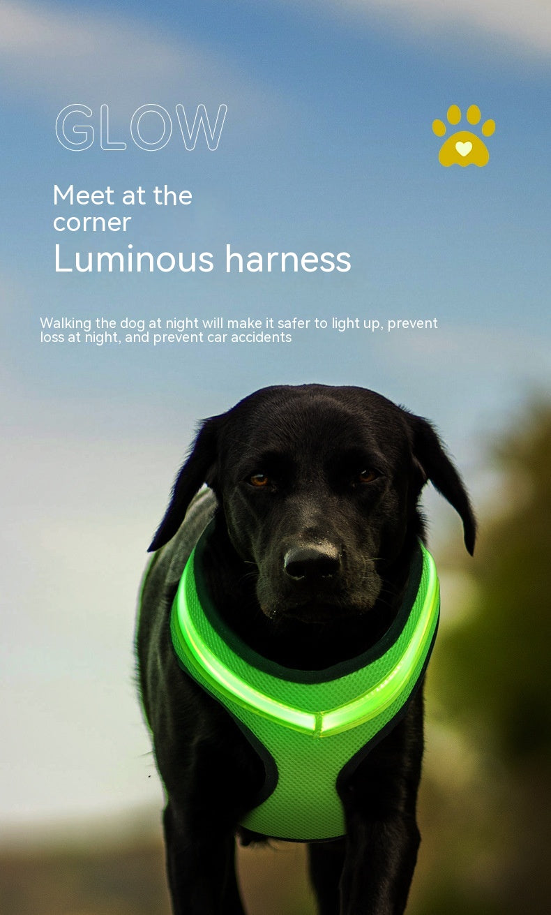 LED Luminous Dog Harness LED USB Charging Dog Chest Strap Vest Pet Safety Reflective Harness Pet Vest For Puppy Large Dog Pet Products