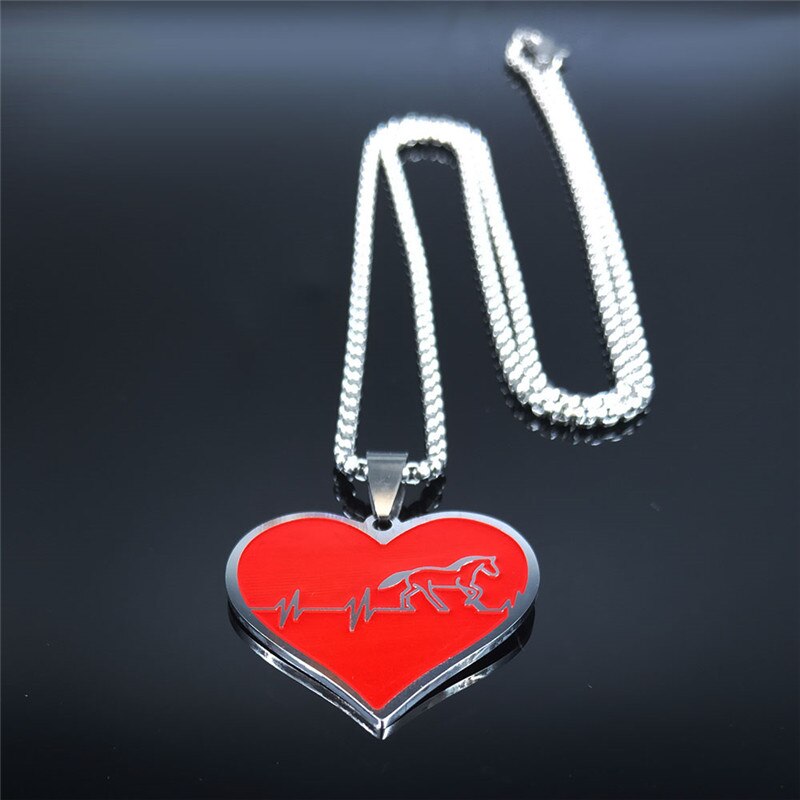 Fashion Horse Stainless Steel Choker Necklace for Men Silver Heart Necklace Jewelry