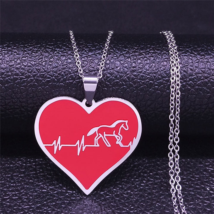 Fashion Horse Stainless Steel Choker Necklace for Men Silver Heart Necklace Jewelry