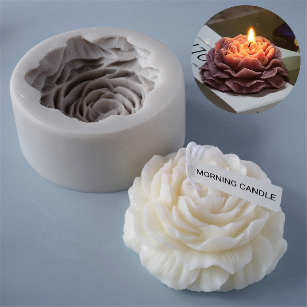 Large Peony Silicone Candle Mold Aromatherapy Gypsum Soap Resin Flower Mould Birthday Holiday Gift Wedding Souvenirs Home Decor