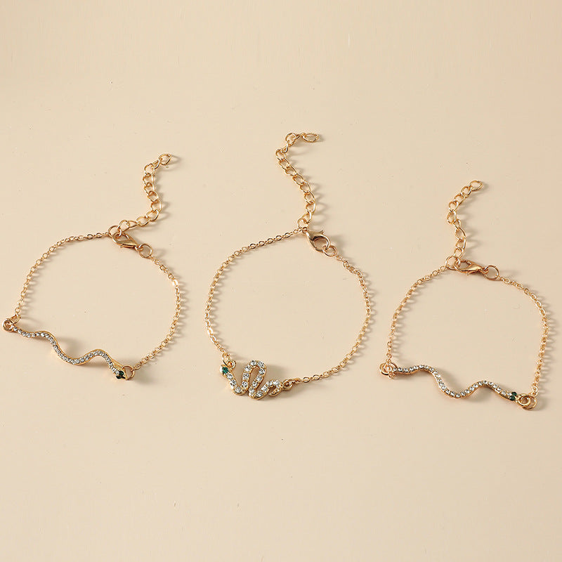 Vintage Stacked Snake-Shaped Chain Bracelet Jewelry
